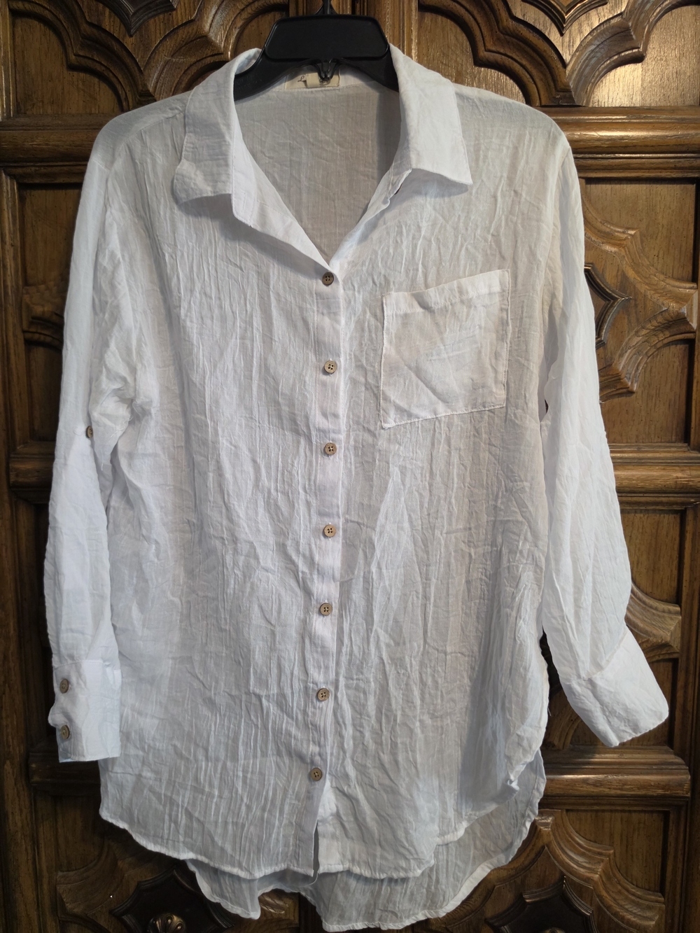 Love Notes White Button-Front Linen Tunic